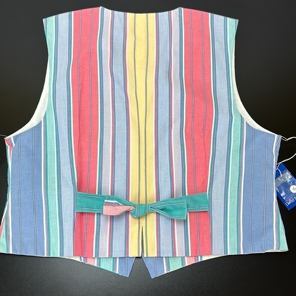 Vintage David Brooks Cotton Striped Button Front Vest Size 14 Summer NOS - Picture 2 of 11